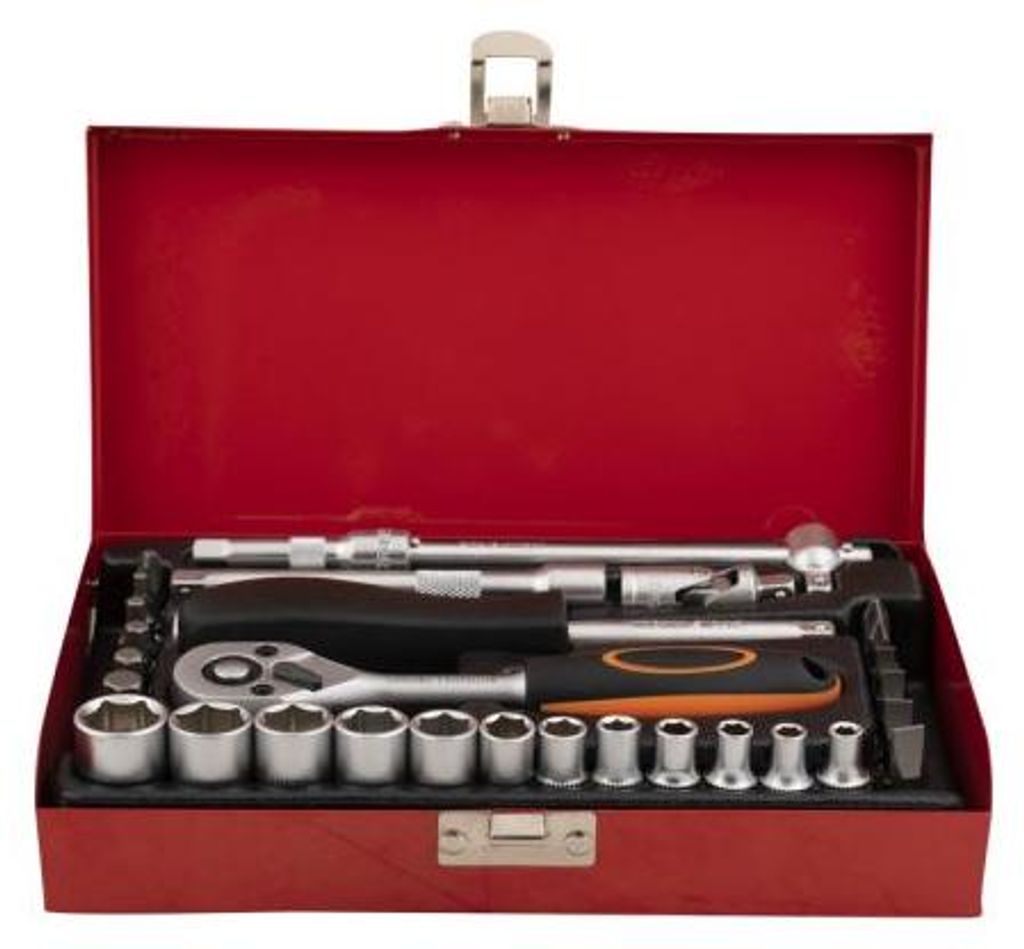 Steckschlüsselsatz 1/4 Zoll, 33-teilig, Chrom Vanadium, in stabiler Metallbox