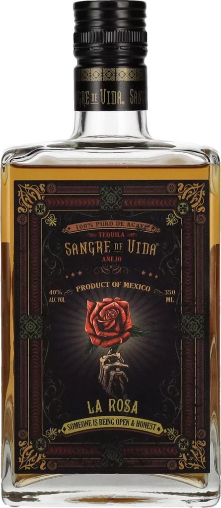 Sangre de Vida Loteria LA ROSA Añejo Tequila 100% de Agave 40% Vol. 0,35l
