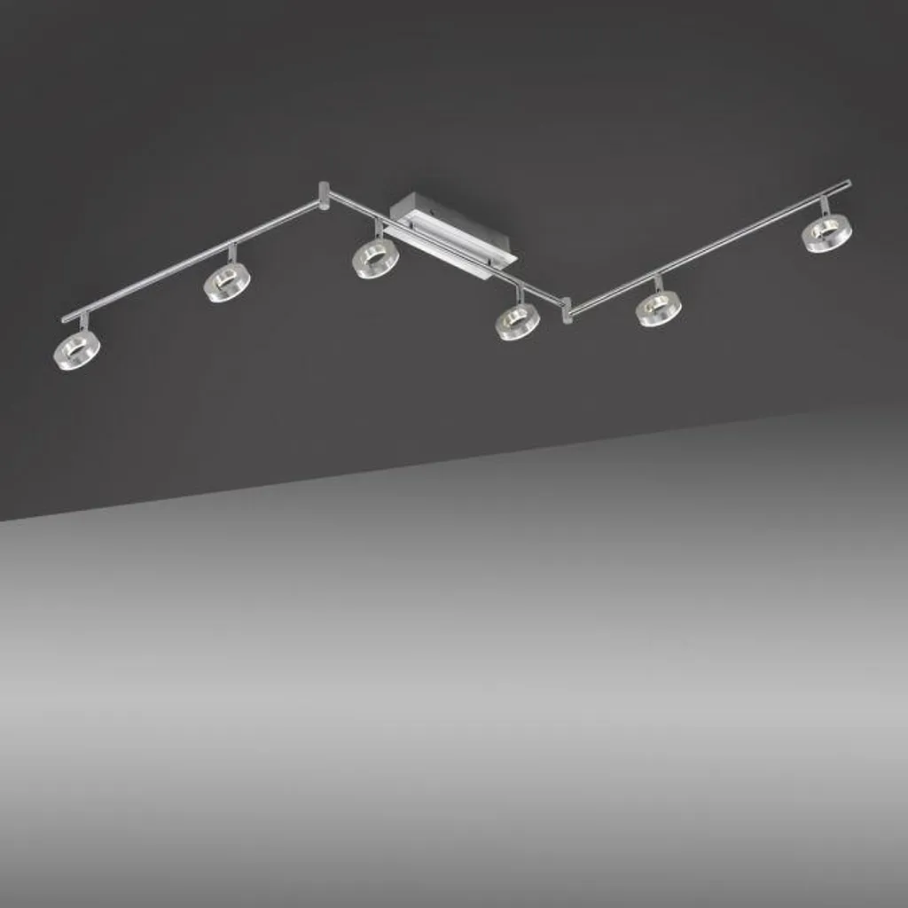 Plafonnier LED 6 spots orientables Sileda en aluminium gris mat chic - 7