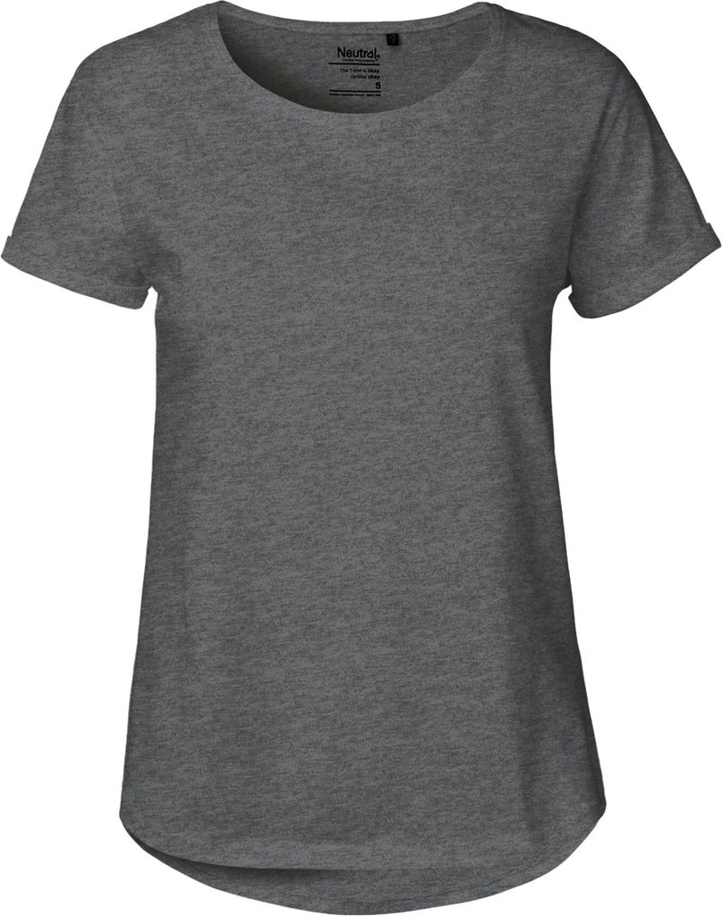 Neutral O80012 | Damen Roll Up Sleeve T-Shirt / Single Jersey Strick - Farbe: Dark Heather - Größe: M
