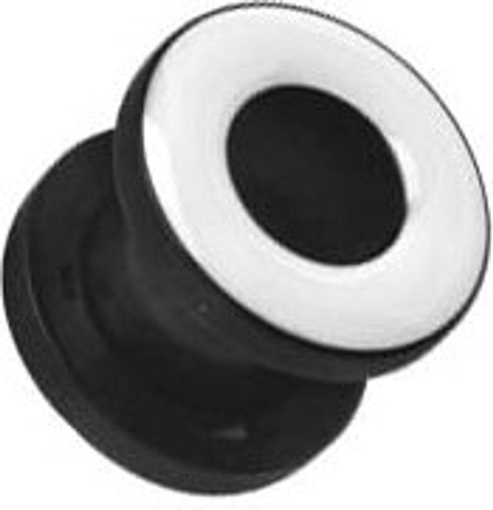 Ohr Flesh Tunnel Piercing Acryl Schwarz Screw On - Enamel Weisse Beschichtung - VEFTBK8MM