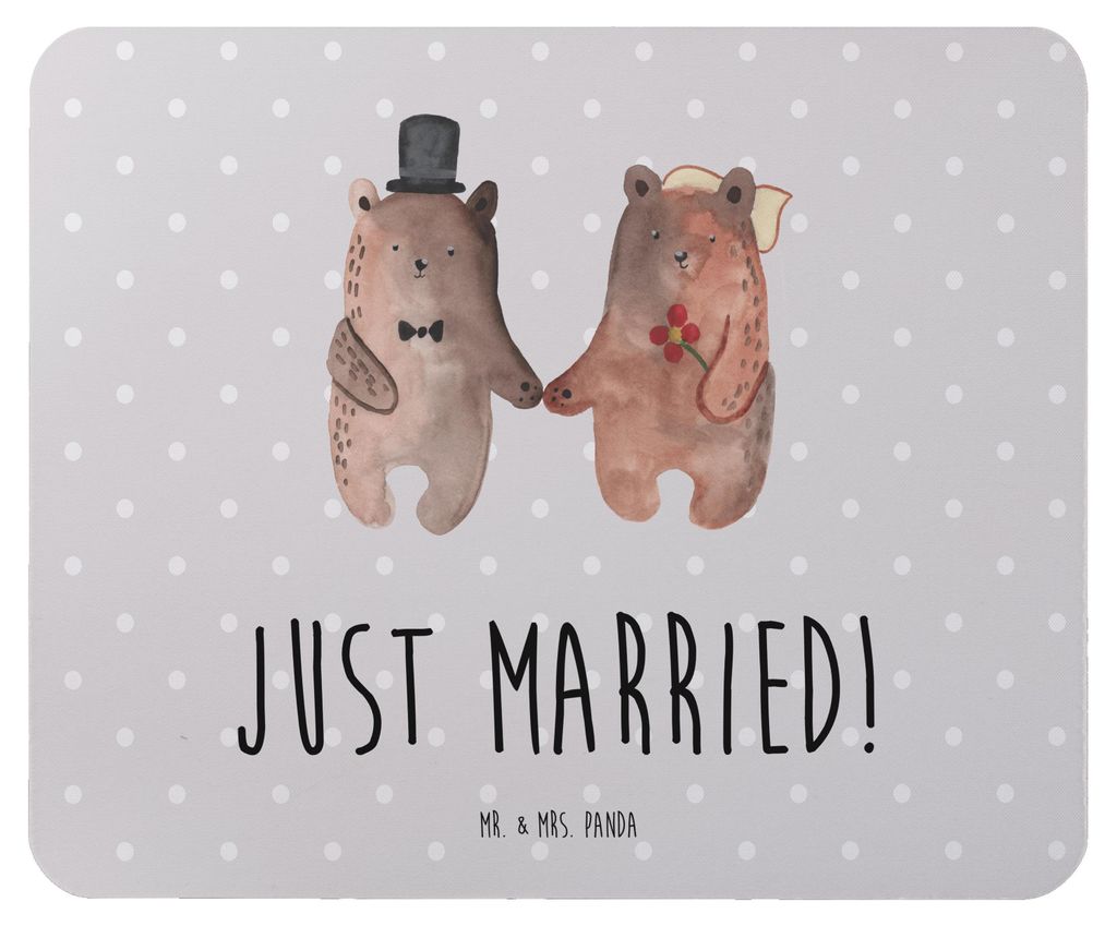 Mr. & Mrs. Panda Mauspad Bär Heirat - Grau Pastell - Geschenk, laptop mousepad, pc, Teddy, Mouse Pad, mousematte