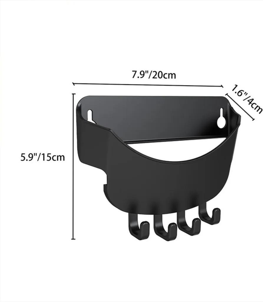 INF Organizzatore porta cappelli nero - Set di 2, Supporto da parete senza fori