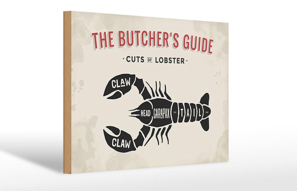 Holzschild Lobster 30x20cm cuts of Lobster