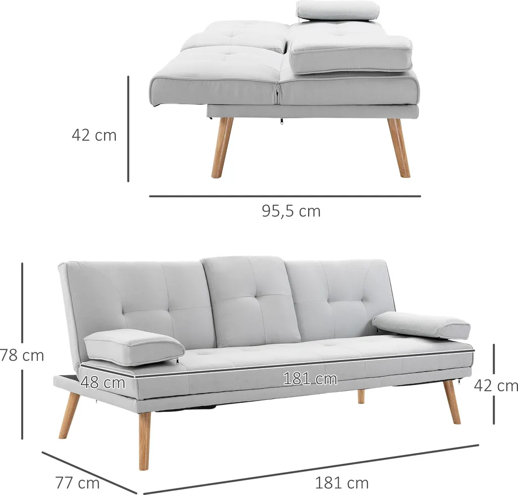 Canapé convertible confortable gris 3 places pour optimiser petit espace - 5