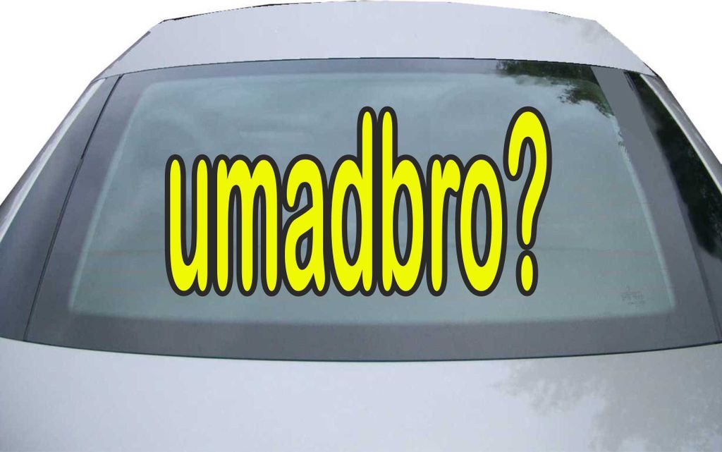 Indigos UG - Aufkleber Heckscheibe & Motorklappe DE6010 - neongelb - 600x294 mm - umadbro? - Auto Scheiben Fenster Heckklappe Tuning Racing JDM - D...