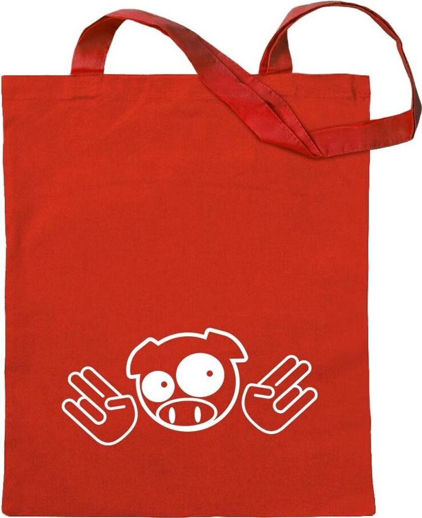 Kiwistar - Baumwolltasche - rot - JDM Schwein Shocker - Tragetasche Stoffbeutel Umhängetasche langer Henkel