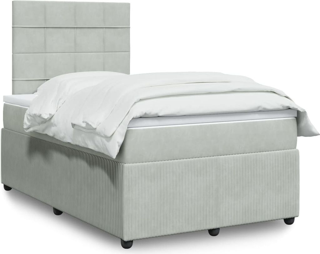 Maison Exclusive - Boxspringbett mit Matratze Hellgrau 120x200 cm Samt