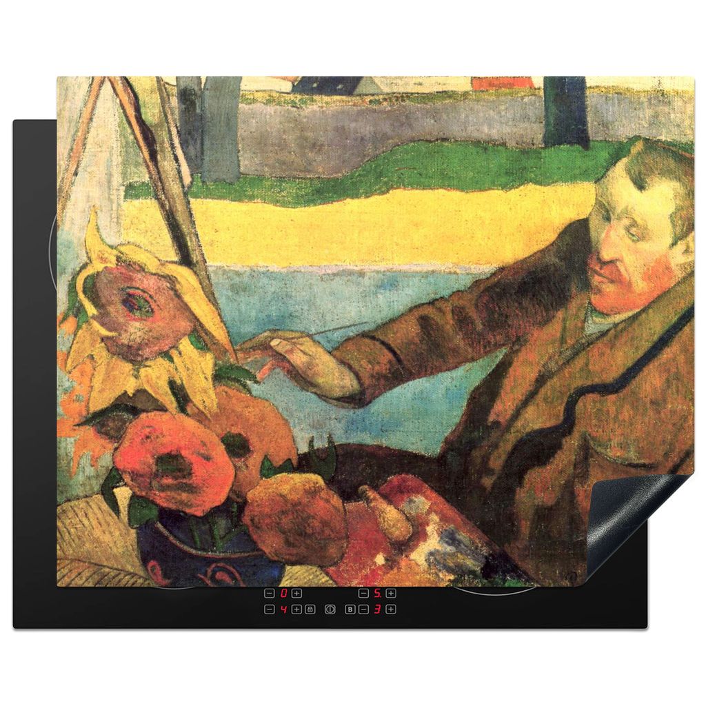 KitchenYeah Herdabdeckplatte Der Sonnenblumenmaler - Vincent van Gogh , 65x52cm, Küche Deko, Glaskeramikkochfeld Herdabdeckung, Abdeckplatte fù...