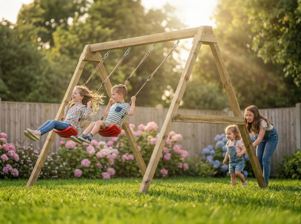 MaxPlay - Swing KDI Kinderschaukel mit Sitzen und Bodenankern