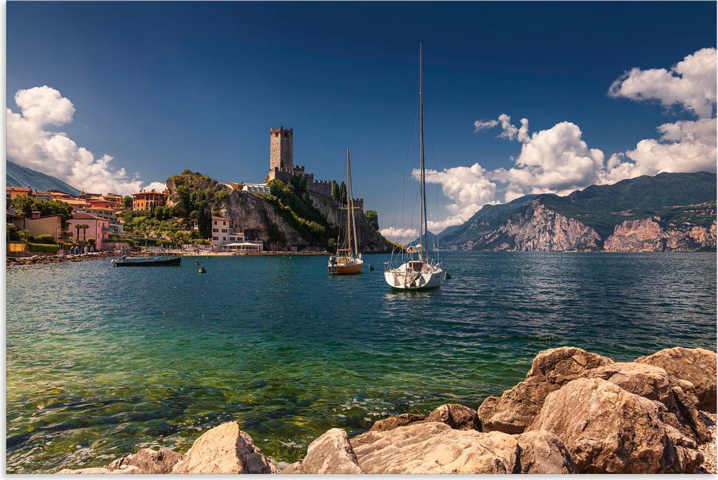 ARTland Wandbild Alu für Innen & Outdoor Die Burg von Malcesine Größe: 60x40 cm