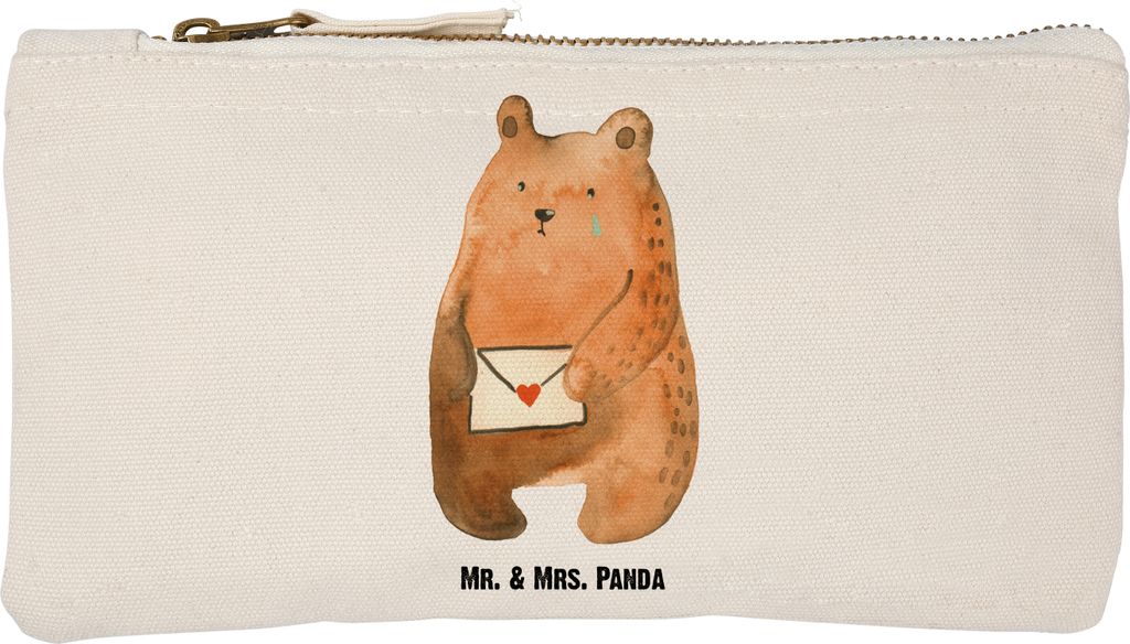 Mr. & Mrs. Panda pencil case Bär Liebesbrief Größe S Klein - Weiß - Geschenk, Freundin, kosmetiktäschchen, toiletry bag, Mäppchen, Schulmäpp...