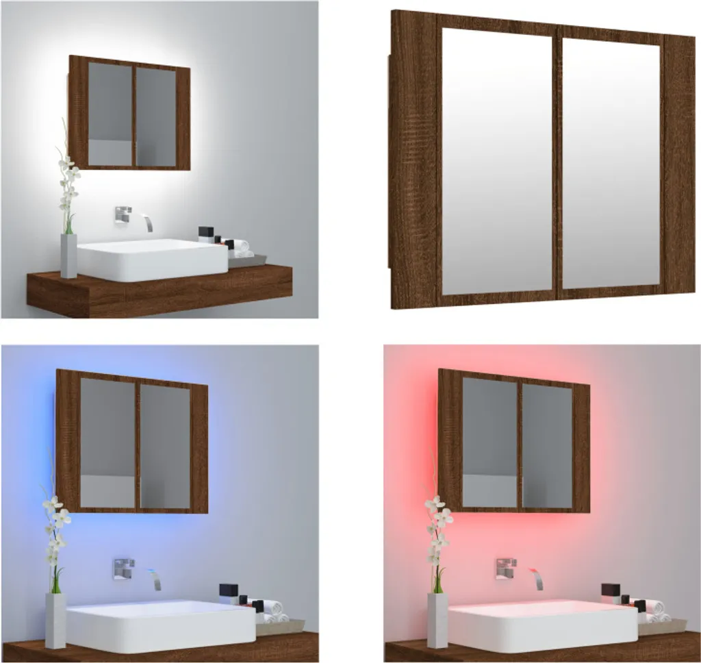 Armadio Specchio LED Rovere Marrone 60x12x45 cm | vidaXL Bagno