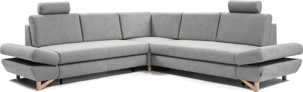 Masseno Ecksofa CASA III L-S mit Schlaffunktion L-Form, Sofa mit Bettkasten, Wohnzimmersofa, Couch, Soffa, Bettsofa, Couchgarnitur- Grau, AVRA 16