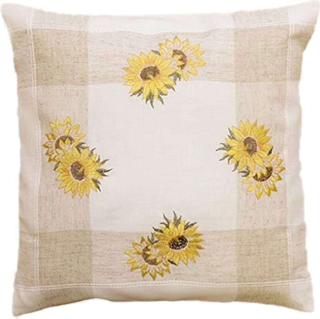 Kissenhülle mit Stickerei Sonnenblumen 40 x 40 cm Kissenhülle