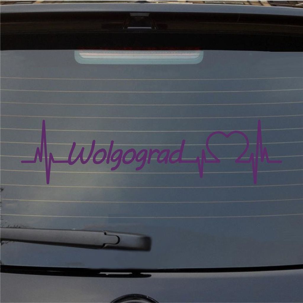 Heckscheibenaufkleber Wolgograd Herzschlag Puls Stadt Liebe 55x13 cm Lila Auto Aufkleber Sticker