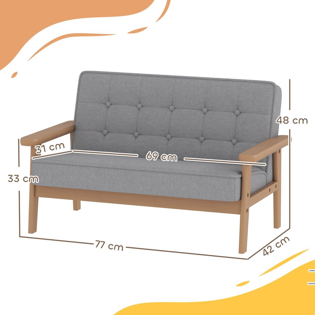 AIYAPLAY Kindersessel, Kindersofa mit Holzrahmen, Produktbild 