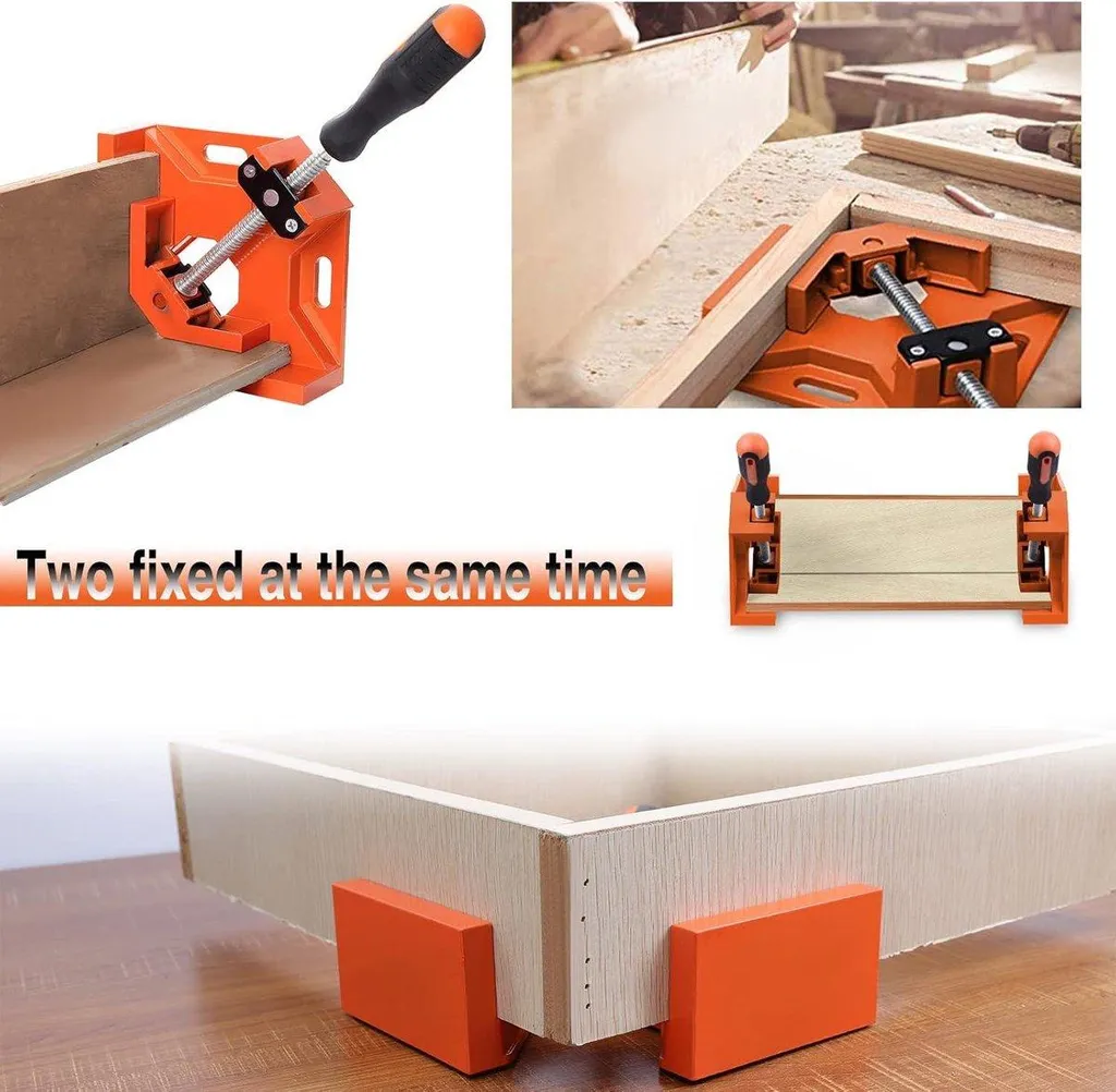 Équerre de Serrage pour Cadres et Meubles - Pinces d'Angle Orange x2 - 4