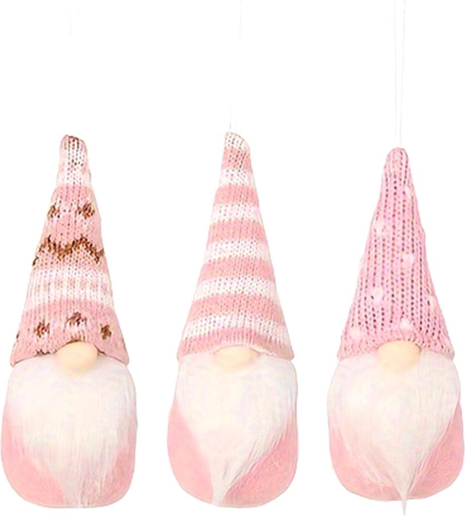3Pcs Gesichtslosen Puppe Anhänger Weihnachten Gnome Ornament mit Lanyard Lange Bart Hut Puppe Gestrickte Dekoration