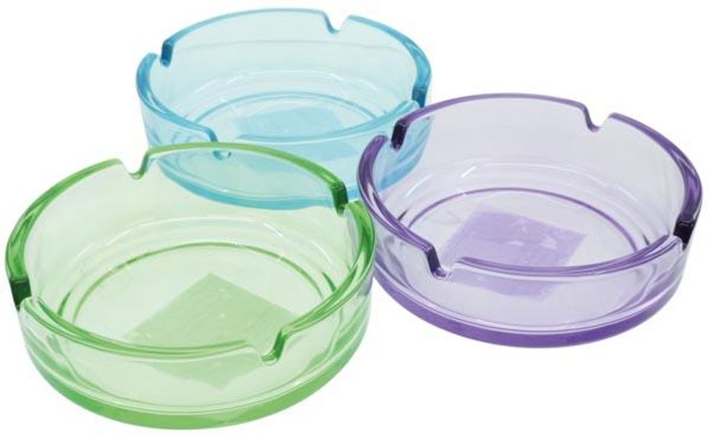 Aschenbecher Glas farbig sortiert 10,5 x 3,8cm Produktbild 