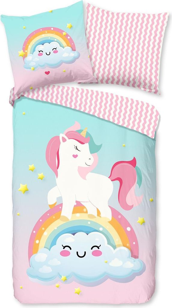 Duvet cover Good Morning 135x200 + 1* 80x80 cm - unicorn & rainbow