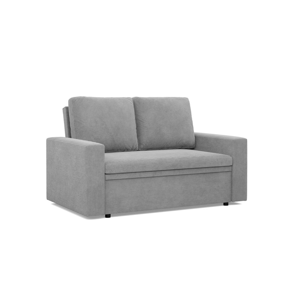 Sofa mit Schlaffunktion NEO, Wohnzimmer Sofa 2-Sitzer 148x87cm, Cord Grau