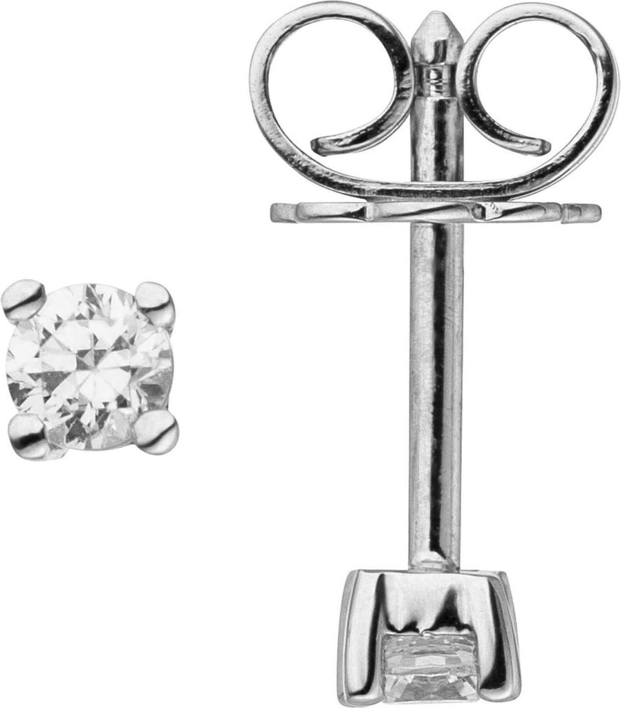 Ohrstecker Solitär Ohrringe mit 2 Diamanten Brillanten, 585 Gold Weißgold