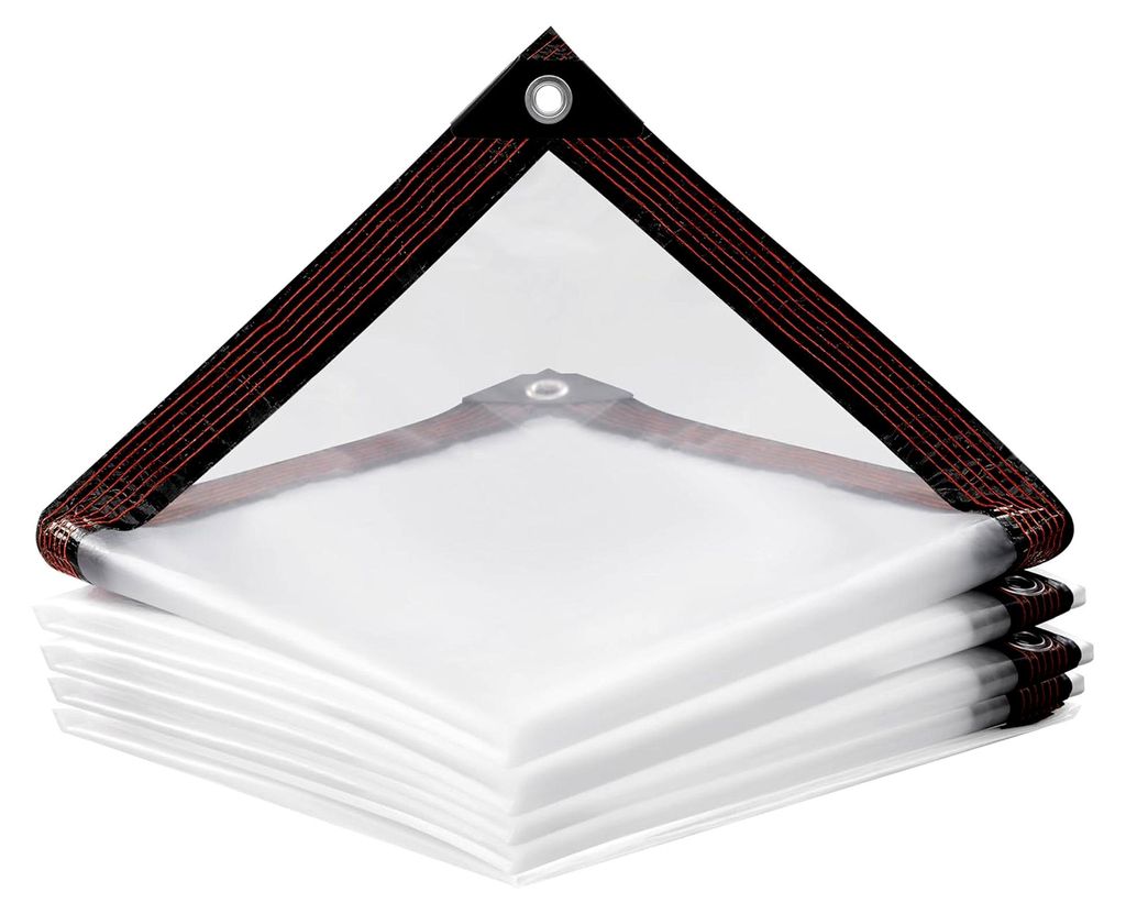 Transparente Abdeckplane Wasserdicht Gewebeplane mit Ösen, Mehrzweckplane für Gartenmöbel, Holz, Trampolin (3x4 m)