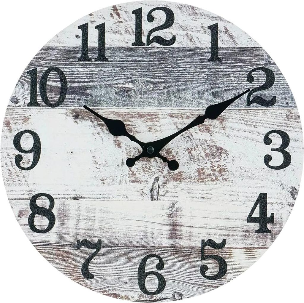 Graue Wanduhr – rustikale Wanduhr, batteriebetrieben, Produktbild 