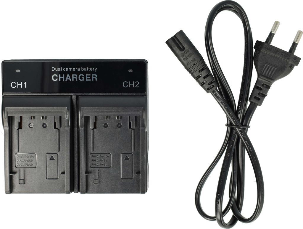 vhbw Dual Ladegerät kompatibel mit Sony Handycam HDR-CX550VE, HDR-CX520VE, HDR-CX560, HDR-CX560VE Kamera Camcorder - Ladeschale Ladeanzeige