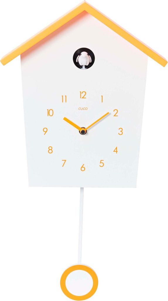 Cuco Clock Kuckucksuhr LANDHAUS 46,5 × 27 × 7,8cm, Pendeluhr Wanduhr, Moderne Schwarzwalduhr, Pendeluhr mit Nachtruhefunktion, Vogelgezwitscher, ...