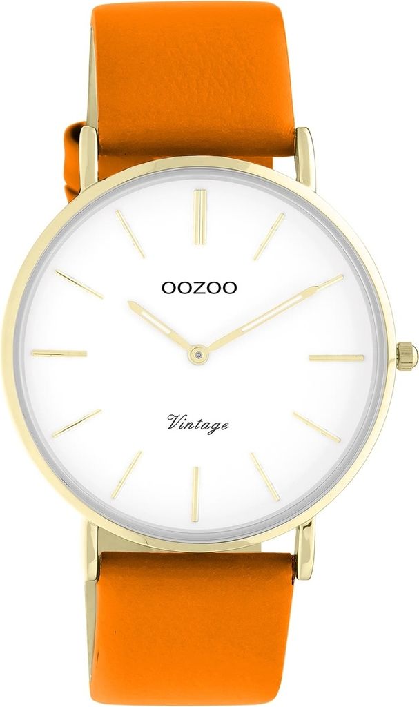 Oozoo Armbanduhr orange Leder Vintage Series Damen Analog-Quarzuhr UOC20307