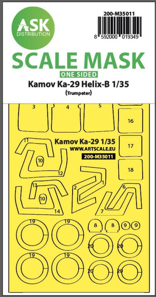 Art Scale Kit 200-M35011 - 1:35 Kamov Ka-29 Helix-B one-sided painting mask for Trumpeter - Neu