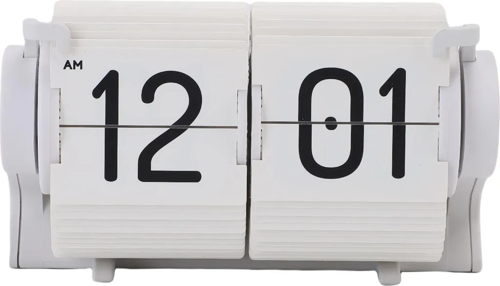 Réveil à bascule automatique USB blanc pour salon et bureau moderne