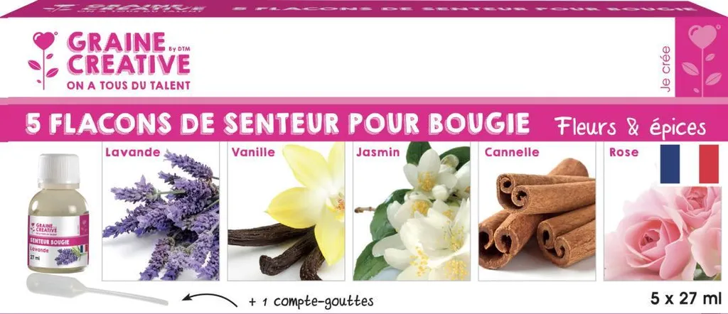 Coffret 5 arômes alimentaires fleurs et épices 27 ml pour pâtisserie