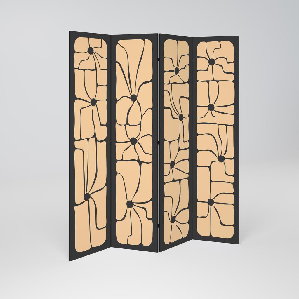SpaceRebels Paravent Raumteiler - 4-teilig Raumtrenner, Druck 1-Seite - Raumtrenner - Trennwand Wohnung - Room Divider - Spanische Wand Deko Modern...