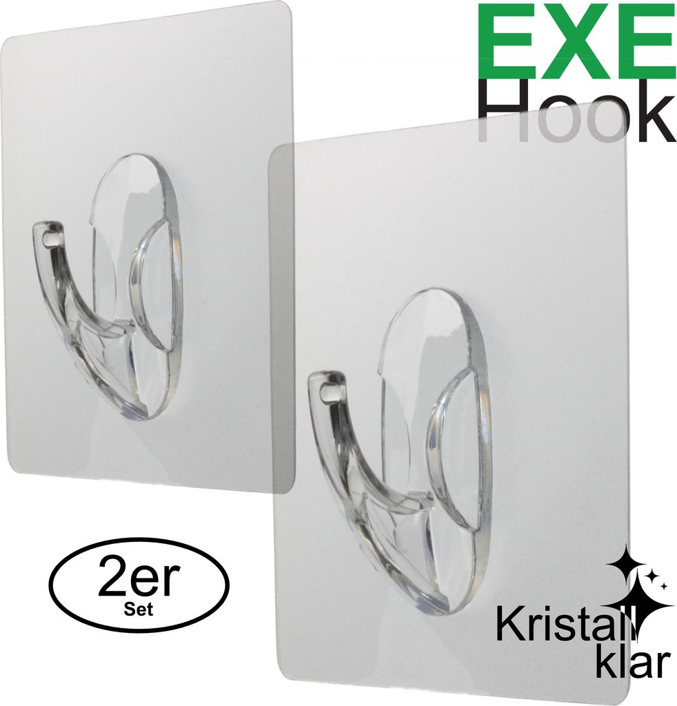 EXE Hook Wandhaken ohne Bohren 2er-Set – eckig, Produktbild 