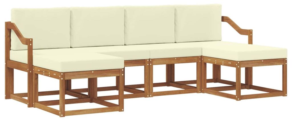 vidaXL Outdoor-Sofagarnitur 6 pcs Natur und Creme Holzwerkstoff