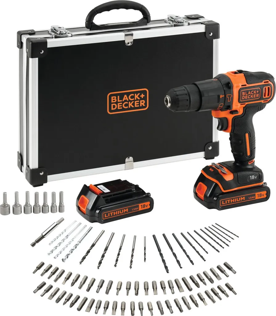 Perceuse Black+Decker BDCHD18BAFC 18V : Puissance et Autonomie avec 2 accus
