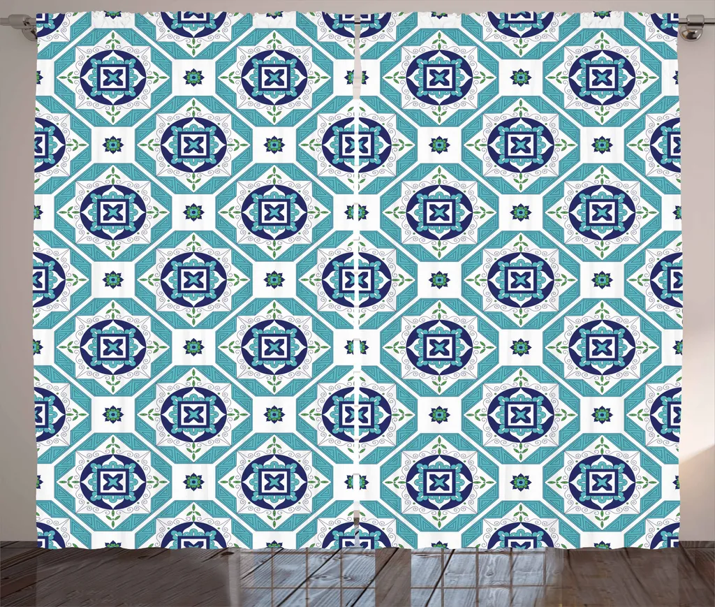 ABAKUHAUS Turchese Tenda a Pannello Set di 2, Interni Marocchino, Trattamento della Finestra per Stanza e Camera da Letto, 150 cm x 245 cm, Ardesia Blu e Blu Pallido