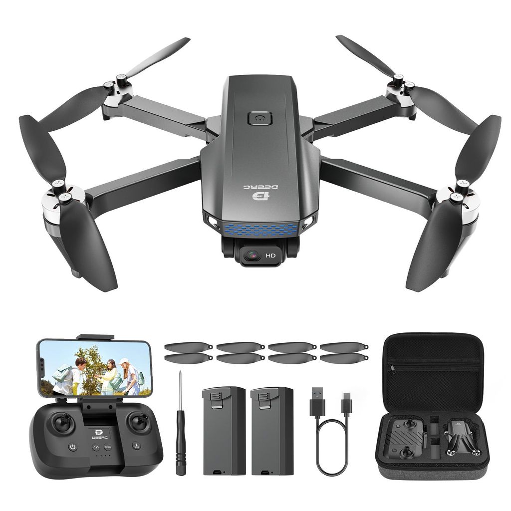 DEERC Drohne mit Kamera 1080P für Kinder, Anfänger, D20S RC Drohnen faltbar mit FPV Übertragung, 2 Akkus Lange Flugzeit, Bürstenloser Motor