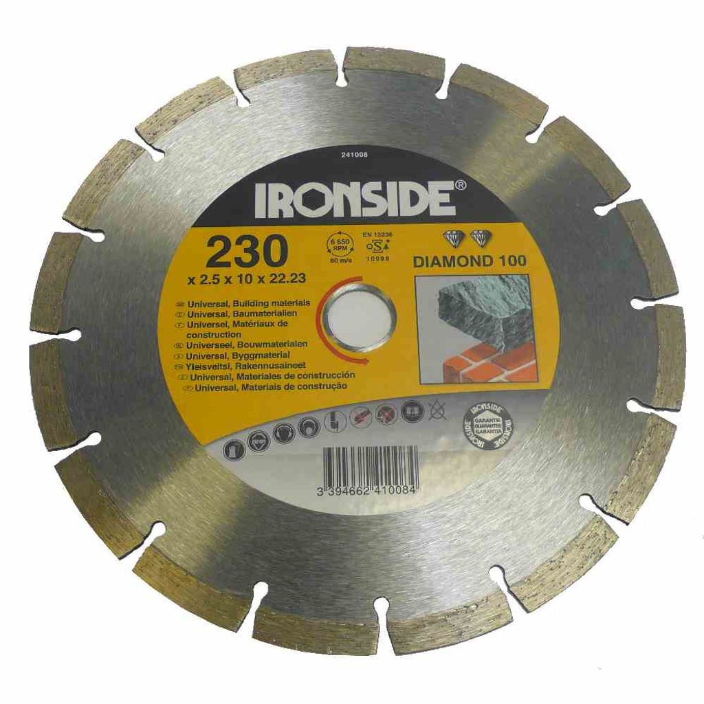 Ironside 241-008 Diamant Schleifscheibe 230mm 2,5/7mm Diamond 100, segmentiert, grau