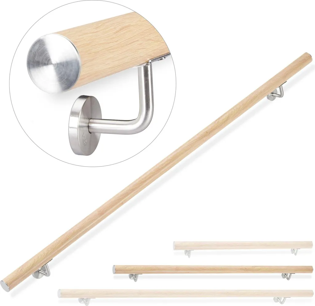 Rampe d'escalier murale en aluminium brossé 150cm pour intérieur maison