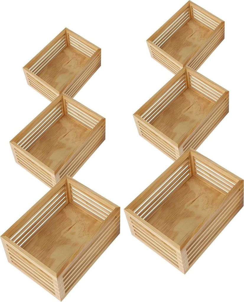 6 Stück Aufbewahrungsboxen Bambus Holz Umweltfreundliche Küchen Organizer Für Die Organisation Schrank Küche Regal