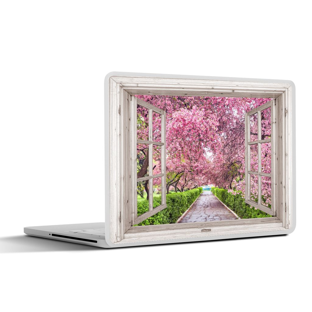 MuchoWow Laptop Aufkleber Sticker Cover Japanisch - Sakura - Blüte - Baum - Blütenzweige - Durchsichtig 31x22.5 cm - Laptop-Deko