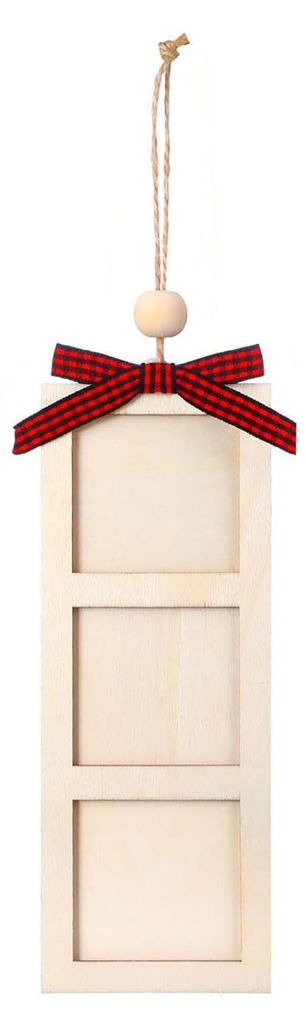 Weihnachtlicher Fotorahmen-Anhänger aus Holz mit 6 Fotorahmen und Aufhängeschlaufe für den Weihnachtsbaum