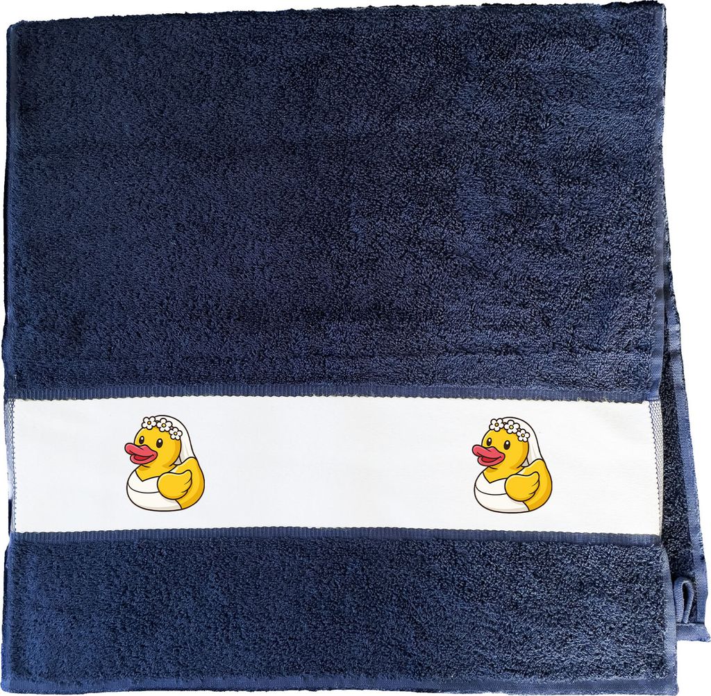 Huuraa Sporthandtuch Quietscheente Braut Gummiente Hochzeit Geschenk 50x100cm French Navy Baumwolle Quietscheente Braut Geschenkidee