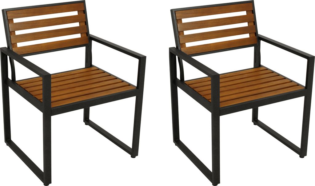 DEGAMO Gartenstuhl Gartensessel RAGUSA, Metall anthrazit + Akazie, 2 STÜCK