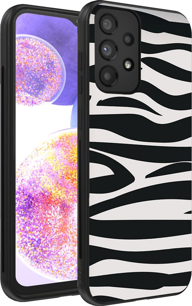 Smartphonica Handyhülle passend für Samsung Galaxy A23 mit Zebradruck - TPU Tasche mit Zebradruck Design - Schwarz Weiß