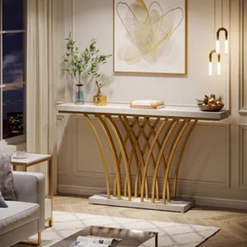 Tribesigns Gold Konsolentisch, 150x30x80 cm Moderner Produktbild 3
